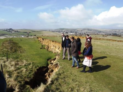 19 March 2013 View west with the Jurassic Coast Team